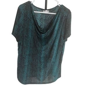 Jaclyn Smith Green and Black Cheetah Print Blouse